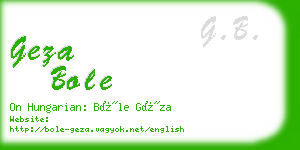 geza bole business card